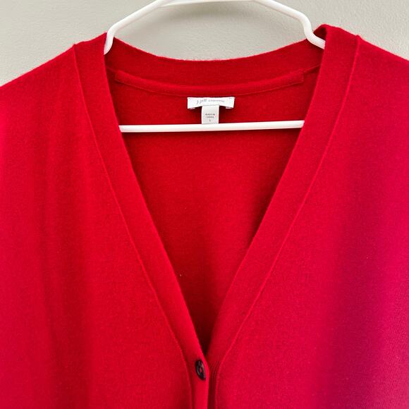 J. Jill Cashmere Women's 100% Red Button Front Sweater Size L - Picture 2 of 7